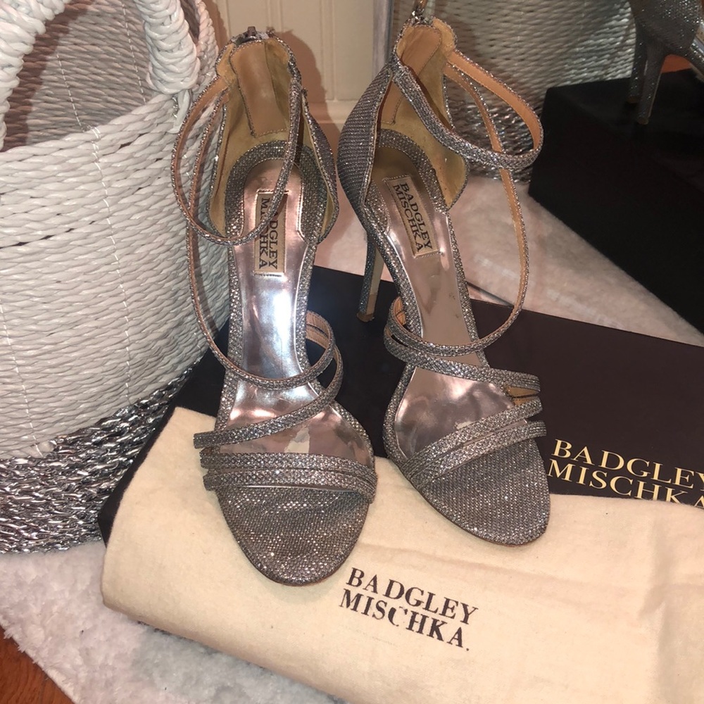 Badgley Mischka Silver Heels